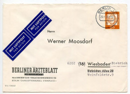 Germany, Berlin 1966 Airmail Cover; Berlin To Wiesbaden-Biebrich; 25pf. Balthasar Neumann Stamp - Briefe U. Dokumente