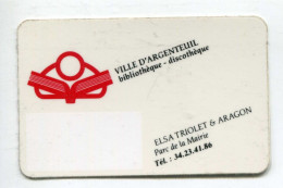 Carte Vierge Années 80 "Ville D'Argenteuil - Bibliothèque - Discothèque - Elsa Triolet & Aragon" Val D'Oise - Otros & Sin Clasificación
