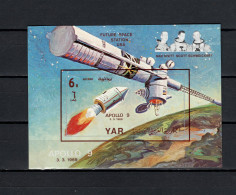 Yemen Arab Republic 1969 Space, Apollo 9, Future Space Station S/s MNH - Azië