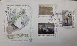 D)1974, ARGENTINA, FIRST DAY COVER, ISSUE, ARGENTINE PAINTING, "CASAS BOQUENSES", EUGENIO DANERI, "EL LAMA", JUAN BATLLE - Autres & Non Classés