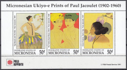 MIKRONESIEN  227-229, Postfrisch **, Int. Briefmarkenausstellung PHILANIPPON ’91, Tokio: Ukiyo-e-Farbholzschnitte, 1991 - Micronesia