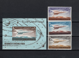 Yemen Kingdom 1964 Space, Set Of 3 + S/s MNH - Asia