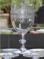 -5 SUPERBES GRANDS VERRES CRISTAL Gravé XIXe VERRES à EAU COLLECTION TABLE     E - Vetro & Cristallo