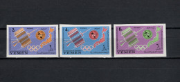 Yemen Kingdom 1965 Space, ITU Centenary, Olympic Games Tokyo Set Of 3 Imperf. MNH - Asie