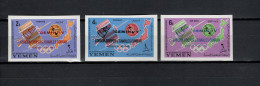 Yemen Kingdom 1965 Space, ITU Centenary, Olympic Games Tokyo Set Of 3 With Overprint Imperf. MNH -scarce- - Asie