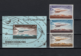 Yemen Kingdom 1965 Space, Mariner 4 Set Of 3 + S/s With Black Overprint MNH - Asia