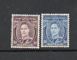 AUSTRALIA - 1937 - 3d BLUE AND 3d BROWN , MINT HINGED PREVIOUSLY -VERY FINE  , SG £49 - Ongebruikt