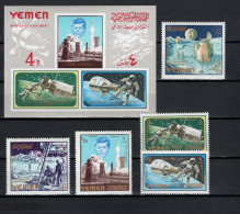 Yemen Kingdom 1965 Space Achievement, JFK Kennedy Set Of 5 + S/s MNH - Asie