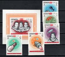 Yemen Kingdom 1969 Space, Apollo 7 Set Of 5 + S/s MNH - Asien