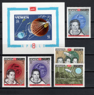 Yemen Kingdom 1969 Space, Apollo 8 Set Of 5 + S/s MNH - Asien