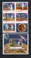 Yemen Kingdom 1969 Space, Apollo 11 Moonlanding Block Of 6 + S/s Imperf. MNH - Asie