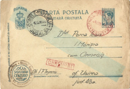 ROMANIA 1944 FREE MILITARY POSTCARD, MILITARY CENSORED, OPM 5825, POSTCARD STATIONERY - Storia Postale Seconda Guerra Mondiale