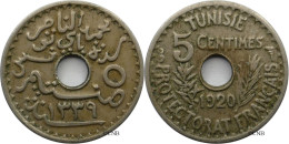 Tunisie - Protectorat Français - Naceur Bey - 5 Centimes 1920-AH1339 Petit Module - TTB/XF45 - Mon5921 - Tunisie