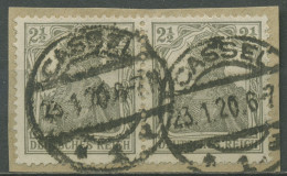 Deutsches Reich 1916/17 Germania Waagerechtes Paar 98 Gestempelt Briefstück - Used Stamps