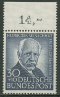 Bund 1953 Wohlfahrt Helfer Der Menschheit 176 Oberrand Postfrisch Geprüft - Neufs