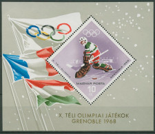 Ungarn 1967 Olympische Winterspiele Grenoble Block 62 A Postfrisch (C92433) - Blokken & Velletjes