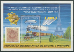 Sao Tomé Und Principe 1978 UPU Zeppelin Eisenbahn Block 17 A Postfrisch (C28294) - Sao Tome Et Principe