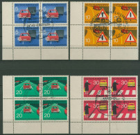 Bund 1971 Neue Straßenverkehrsregeln 670/73 4er-Block Ecke 3 Gestempelt (R19950) - Used Stamps