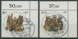 Bund 1993 Weihnachten Reliefs 1707/08 Ecke 2 Mit TOP-Stempel (E2202) - Gebraucht