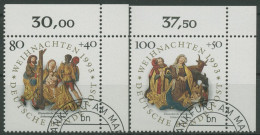 Bund 1993 Weihnachten Reliefs 1707/08 Ecke 2 Gestempelt (E2201) - Gebraucht