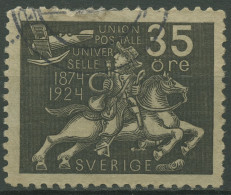 Schweden 1924 50 Jahre Weltpostverein UPU Postreiter 165 Gestempelt, Zahnfehler - Used Stamps