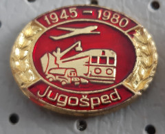 JUGOSPED 1945/1980 Locomotive Train  Plane Truck Yugoslavia Pin - Transport Und Verkehr