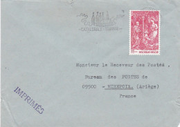 BELGIQUE -1977 -lettre (Imprimés) TOURNAI Pour MIREPOIX-09 (France)..timbre Noel Seul Sur Lettre,cachet Cathédrale - Storia Postale