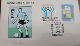 D)1977, ARGENTINA, FIRST DAY COVER, ISSUE, FOOTBALL, WORLD FOOTBALL CHAMPIONSHIP, ARGENTINA 78', FDC - Autres & Non Classés