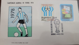 D)1977, ARGENTINA, FIRST DAY COVER, ISSUE, FOOTBALL, WORLD FOOTBALL CHAMPIONSHIP, ARGENTINA 78', FDC - Andere & Zonder Classificatie