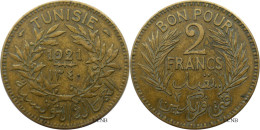 Tunisie - Protectorat Français - Naceur Bey - 2 Francs 1921-AH1340 - TTB/XF45 - Mon5563 - Tunesië