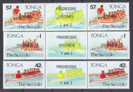 1991 Tonga 1187-1189x2+Tab Su'aalo Rowing Regatta (SPECIMEN) 20,00 € - Barche