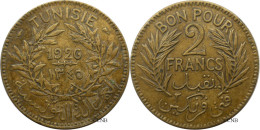 Tunisie - Protectorat Français - Habib Bey - 2 Francs 1926-AH1345 - TTB/XF45 - Mon5566 - Tunesien