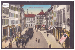 LIESTAL - RATHAUSSTRASSE - DEFILE MILITAIRE - B ( LEGER PLI EN HAUT ) - Liestal