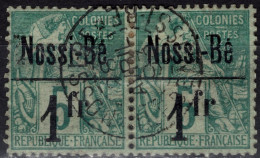French Colonies / Nossi-Bé - Definitive - 1 Fr (pair) - Mi 22 - 1892 - Used Stamps