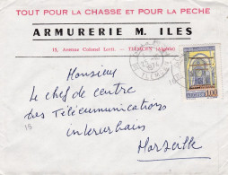 ALGERIE-1974 - Lettre TLEMCEN  Pour MARSEILLE-13 (France)..timbre Seul Sur Lettre,cachet--pub Armurerie M.ILES - Algerien (1962-...)