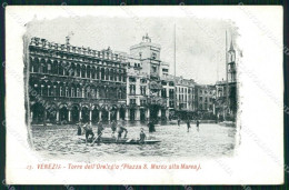 Venezia Città Torre Dell'Orologio Piazza San Marco Alta Marea Cartolina RT7401 - Venezia (Venice)