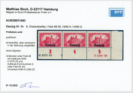 Danzig Postfrisch Michel 8 1M Wz.1 HAN A + HAN U Kurzbefund BPP ** Fischer 8HANau Mi.75,― - Mint