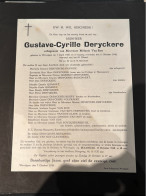 Gustave-Cyrille Deryckere Echtg Van Roy Melanie *1880 Wevelgem +1948 Wevelgem Quairiat Suykerbuyck Dandoy Clark Volckaer - Esquela