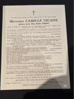 Mevr Camille Nicaise Geb. Tanghe *1882 Brugge +1951 Brugge Van Der Schueren Sansen Perquy Willemijns Leleu - Obituary Notices