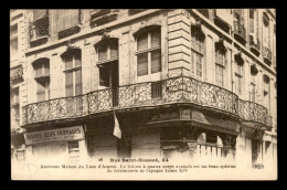 75 - PARIS 1ER - ANCIENNE MAISON DU LION D'ARGENT RUE ST-HOORE - BALCON EN FERRONNERIE EPOQUE LOUIS XIV - Paris (01)