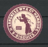 Reklamemarke Langnese Biscuits, A. H. Langnese Ww. & Co., Hamburg, Mädchen Schneidet Eine Grimasse  - Erinnofilie