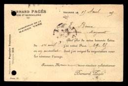 31 - TOULOUSE - CARTE DE SERVICE - BERNARD PAGES, FERS ET QUINCAILLERIE - VOIR ETAT - Toulouse