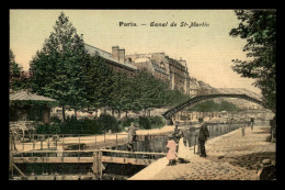 75 - PARIS 11EME - LE CANAL ST-MARTIN - CARTE TOILEE ET COLORISEE - Arrondissement: 11