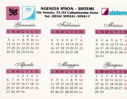 Calendarietto - Agenzia Ipsoa - Sistemi - Caltanisetta - Enna - Anno 1998 - Tamaño Pequeño : 1991-00