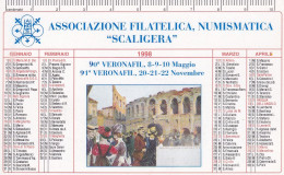 Calendarietto - Associazione Filatelica - Numismatica - Scaligera - Anno 1998 - Tamaño Pequeño : 1991-00