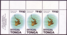 Tonga 1996  $10 High Value Shark Strip Of 3 MNH - Vie Marine