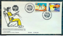 Envelope FDC 650 1995 Campaign Reduces Accidents Roads Traffic Safety Health Cbc Brasilia - FDC