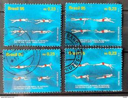 C 1977 Brazil Stamp World Swimming Championship 1995 Complete Series Circulated 2 - Gebraucht