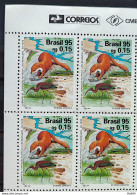 C 1963 BRAZIL STAMP LUBRAPEX BIRD FISH TIETE 1995 Block Of 4 Vignette Correios - Nuevos