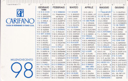 Calendarietto - CARIFANO - Cassa Di Risparmio Di Fano - Anno 1998 - Tamaño Pequeño : 1991-00